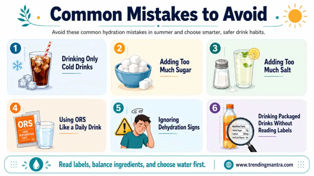 Drinks to avoid in summer including sugary cold drinks alcohol and packaged juices